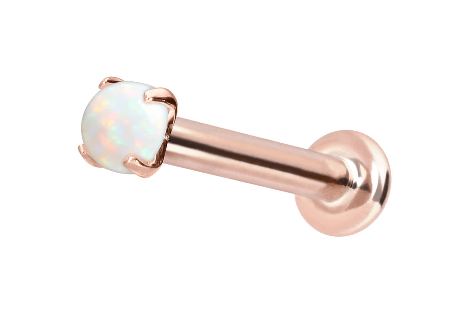 14 Karat Gold Labret Piercing mit Push Fit SYNTHETISCHER OPAL